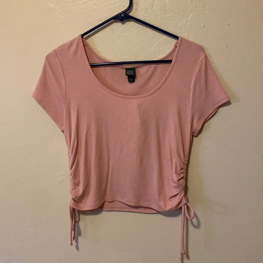Pink cropped top with cinched sides